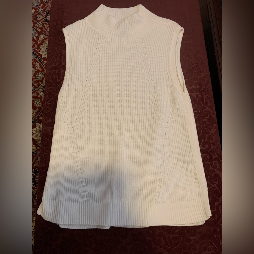 Cotton Mock Turtleneck Sleeveless Sweater